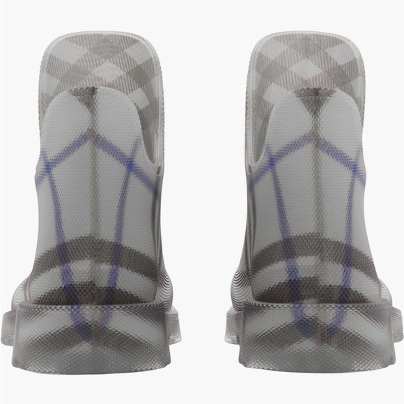 Burberry Check Textured Ankle Rubber Wellie Boot Size 8 - Picture 2 of 7
